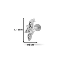 Silver leaf cluster labret stud in stainless steel with clear cubic zirconia crystals - Leaf Cluster Style (0167-7#) / Silver