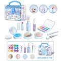 Children's pretend makeup set with 10 pieces including eyeshadow and lipstick - Blue Spray Style [10PCS] English Storage Box