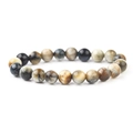 Handcrafted bracelet with natural round tiger eye stone beads in blue and brown hues - Dreamy Tiger Eye