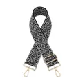 Detail of adjustable geometric jacquard bag strap with gold metal lobster clasps - Black and Gray