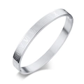 Silver stainless steel hinged bangle with engraved Roman numerals for men - Silver