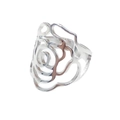 Hollow rose flower open ring in silver finish made of high-quality stainless steel - Hollow Rose Design (R6055)