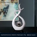 Modern white and silver abstract ceramic ornament 16x6x31cm for luxury home decor - White Silver (Tall)