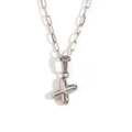 Silver paperclip chain necklace featuring a minimalist four-pointed star pendant - Silver-X