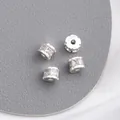 Micro-set zircon silver-tone spacer beads with hollow cross design for DIY jewelry - Style 3 / 6.5x5mm / Thick Silver