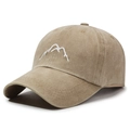 Vintage washed khaki baseball cap with white mountain embroidery for a retro outdoor look - Adjustable / Khaki