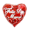 Heart-shaped foil balloon with red roses and Feliz Dia Mamá text for Mother's Day - 18 Inch Red Rose Silver Heart Heart Happy Mother's Day (F015)