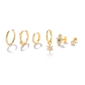 6-piece gold S925 sterling silver earring set with cubic zirconia and Fatima hand - Gold Hamsa Star Moon Set (#45)