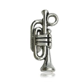 Vintage silver trumpet musical instrument pendant charm for DIY necklaces and jewelry - 15759-17x7mm Bugle