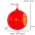 Close-up of red acrylic cherry fruit pendant with size specs and gold metal hook - Red Round Ball