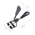 Portable black stainless steel eyelash curler with comb teeth design, 10.7cm length - Black with Comb + Black Handle