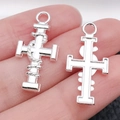 Silver snake-wrapped cross pendants for DIY jewelry and keychain accessories - Rope Wrapped 26x12mm (1.1g)