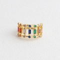 Verstelbare goudkleurige ring met regenboog edelstenen in rechthoekige en ronde vormen - Brede Veelkleurige Eternity-stijl (Stijl 8)