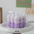 Purple gradient rose cube scented candle with ribbon on a white ceramic base - Rose Cube (Gradient Purple)