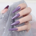 Detail of glossy bright purple extra long ballerina coffin nails with smooth UV finish - Bright Purple (CBLL-15)