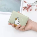 Cartera compacta de tres pliegues en cuero sintético verde menta con lindo diseño de pato - Verde