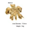Anillo abierto de acero inoxidable dorado con diseño de flor y diámetro de 48,8 mm - Dorado