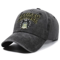 Gewaschene schwarze Baumwoll-Baseballkappe mit gelber Retired Air Force Stickerei und Adler - Schwarz
