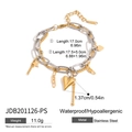 Double layer stainless steel chain bracelet with gold heart and silver star charms - Double-layer Mixed Color Pendant Style / Gold and Silver Two-tone