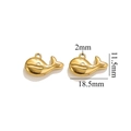 Golden stainless steel whale charm pendant for jewelry making with dimension markers - Gold Whale-514