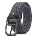 Ceinture tressée élastique en toile gris foncé avec boucle ardillon en métal noir - Boucle Noire Gris