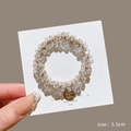 Elegant beaded hair tie with gold Love Wish pendant and 5.5cm elastic band - Transparent Crystal Tag Scrunchie