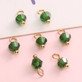 Faceted 4mm green glass pendants with gold loops for DIY handmade jewelry crafts - Dark Green Bicone Bead