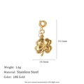 18K gold plated stainless steel four-leaf clover pendant with realistic leaf texture - Flower Pendant - Gold