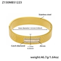 Bracciale a cerniera in acciaio dorato con trama a nido d'ape e pietre di zircone - Bracciale a Nido d'Ape Oro con Zircone Bianco (Z150)