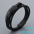 Bracciale multistrato da uomo in pelle nera intrecciata con freccia e chiusura magnetica - Nero (KB205292-JR)