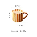 Orange-brown striped ceramic coffee mug with 200ml capacity and 7.2cm height details - Single Cup / Brown