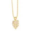 Minimalistische goldene Perlenkette mit Monstera-Blatt-Anhänger und Zirkonia-Kristallen - Monstera-Blatt