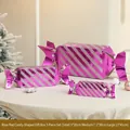 Set da 3 scatole regalo fucsia a forma di caramella con strisce argentate glitterate - Rosso Rosa Set da 3 Pezzi