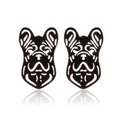 Minimalist black stainless steel hollow french bulldog stud earrings for women - French Bulldog / Black