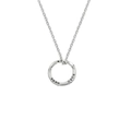Close-up of silver ring pendant engraved with ROAD HERE on a punk style chain - Circles + 60cm Cross Chain