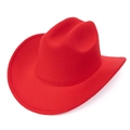 Chapeau de cowboy rouge classique en feutre de laine avec large bord incurvé et calotte - M(56-58cm) / Rouge