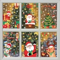 Weihnachts-Fensteraufkleber Set mit Weihnachtsmann und Schneemann für Glasdekorationen - 6er Set / XC63+65+66+(68-70）