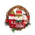 Ghirlanda natalizia con tre pupazzi di neve e targa Let It Snow su anello di rattan - CX10036 Gruppo di Pupazzi di Neve
