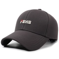 Casquette de baseball gris foncé avec logo FAKS brodé et visière incurvée en coton sergé - Réglable / Gris foncé