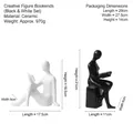 Modern minimalist ceramic bookends featuring black and white reading figures - Figure Bookends-Black & White Set
