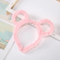 Cute pink plush animal ear headband with funny spring design for girls hair accessories - Pink