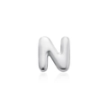 Ciondolo a forma di lettera N 3D in metallo argentato lucido per collane fai-da-te - Lettera N Argento (Senza Catena)