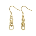 Elegant gold S925 sterling silver infinity knot drop earrings with minimalist hook - Gold Ear Hook Pendant (APE133-14K)