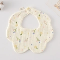 Soft floral muslin cotton baby bib in petal shape with easy-to-use snap button closure - Gauze Flower Wrap - Colorful Flower Language
