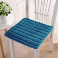 Thick navy blue flannel chair cushion with square quilting on a white chair - 40x40cm / Without Ties / Dark Blue