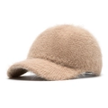 Casquette de baseball en tricot camel d'hiver avec texture pelucheuse douce - Réglable / Kaki