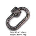 Detail view of Greek meander pattern charm with 15.0x23.0mm size and 3.0g weight - Oval / Gunmetal