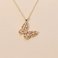 Collana con ciondolo a farfalla dorata con zirconi bianchi scintillanti per donna chic - Farfalla Scintillante Oro