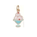 Colorful ice cream sundae charm with a pink bear in gold-plated enamel finish - Ice Cream Sundae Bear
