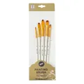 Set of 5 professional painting brushes with golden bristles and white handles in packaging - 5Pcs Filbert HB062C / White